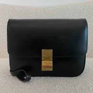 Authentic Celine Medium Smooth Calfskin Box Bag Black